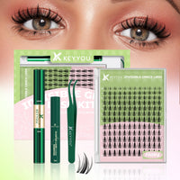 Thumbnail for KEYYOU Fairy Lash Clusters Kit, Manga Eyelash Extension Kit at Home, 144pcs D Curl Wispy Natural Invisible Band Lash with Waterproof Lash Extensions Kit (Fairy-D-8-18MIX)