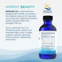Thumbnail for Nordic Naturals Nordic Beauty Borage Oil, Unflavored - 4 Ounces - Borage Seed Oil, Unique Omega-6 for Healthy and Hydrated Skin, 480 Milligrams of GLA - Non-GMO - Vegan, 48 Servings