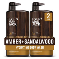 Thumbnail for Every Man Jack Nourishing Amber + Sandalwood Mens Body Wash for All Skin Types - Cleanse, Nourish, and Hydrate Skin with Naturally Derived Coconut, Glycerin - 33.8 fl oz - 2 Bottles