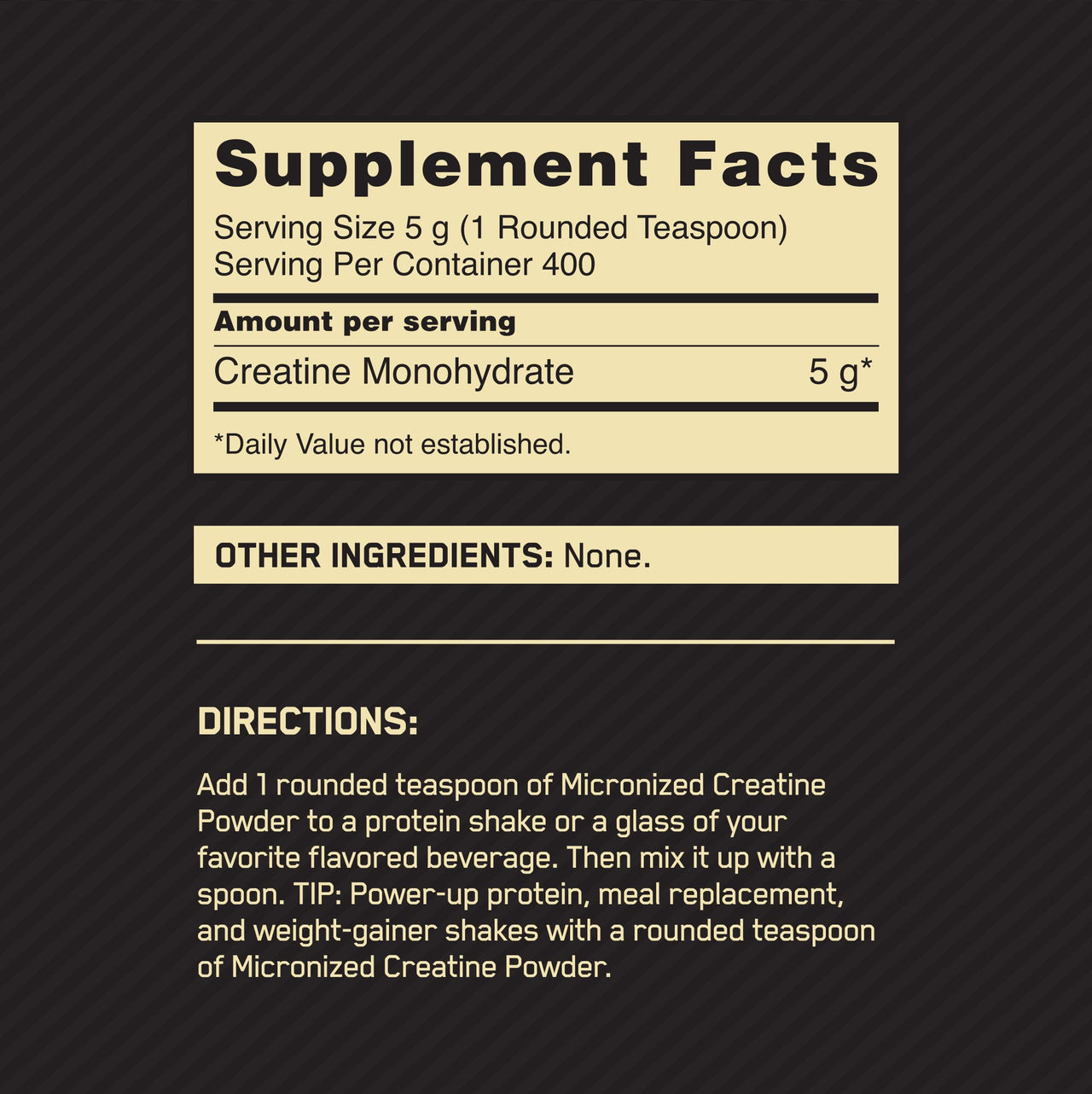 Optimum Nutrition Micronized Creatine Monohydrate Powder, Unflavored, 400 Servings, 2000 Grams (Packaging May Vary)