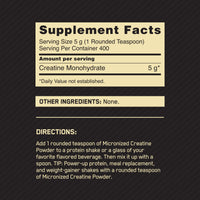 Thumbnail for Optimum Nutrition Micronized Creatine Monohydrate Powder, Unflavored, 400 Servings, 2000 Grams (Packaging May Vary)