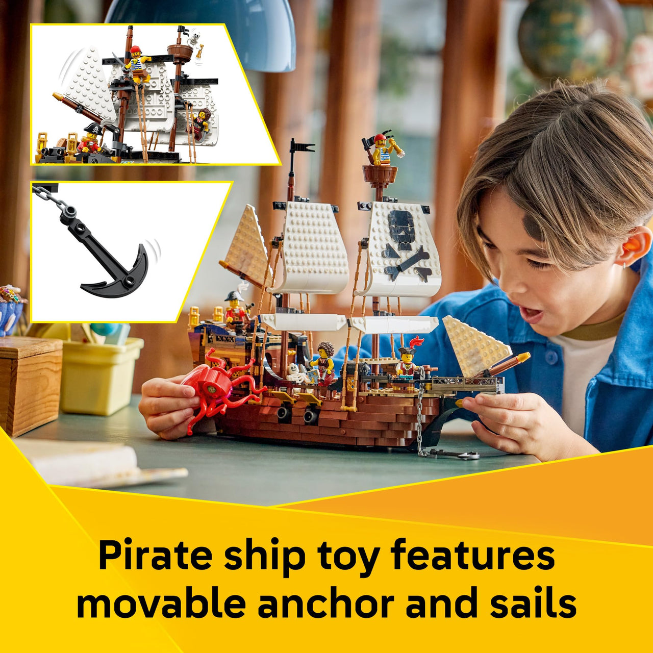 LEGO Creator 3 in 1 Iconic Pirate Ship Toy - Building Set for Boys & Girls, Ages 9+ - Includes 5 Minifigures - Gift for Kids' Birthdays - 31387