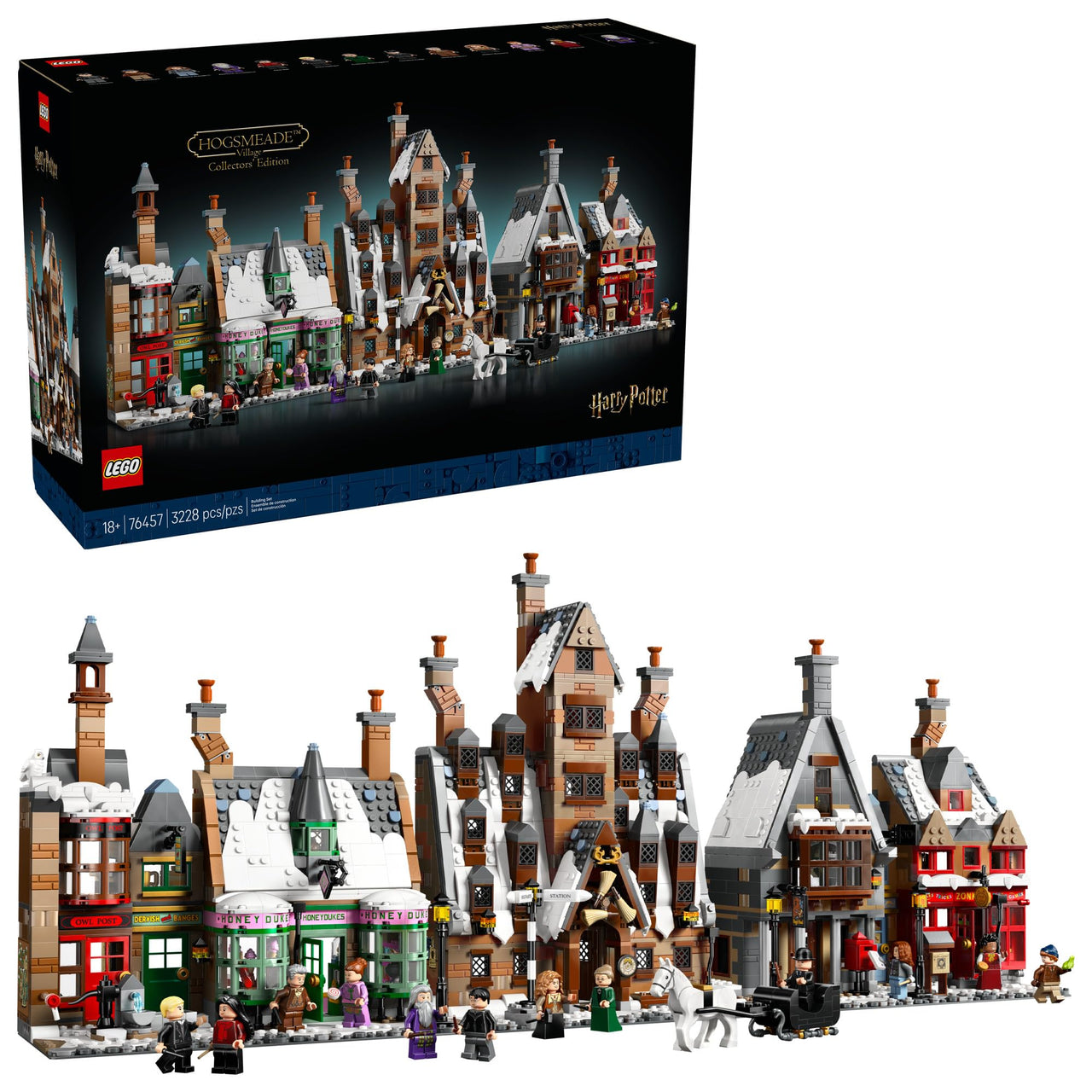 LEGO Harry Potter Hogsmeade Village – Collectors' Edition Building Set for Adults, Ages 18+ - Craft 7 Iconic Buildings - Kit Includes 12 Minifigures - Gift Idea for Birthdays and Fans - 76457