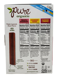 Thumbnail for CC Goods Pure Organic Layered Fruit Bars - Pineapple Passion Fruit, Strawberry Banana, and Raspberry Lemonade - 28 Fruit Bars Per Box - Choose a 56 Pack or 84 Pack (56)