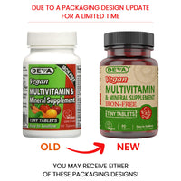 Thumbnail for DEVA Vegan Iron-Free Multivitamin & Mineral Supplement, Vitamin C, D2, E & B-Complex, Biotin, 90 Tiny Tablets