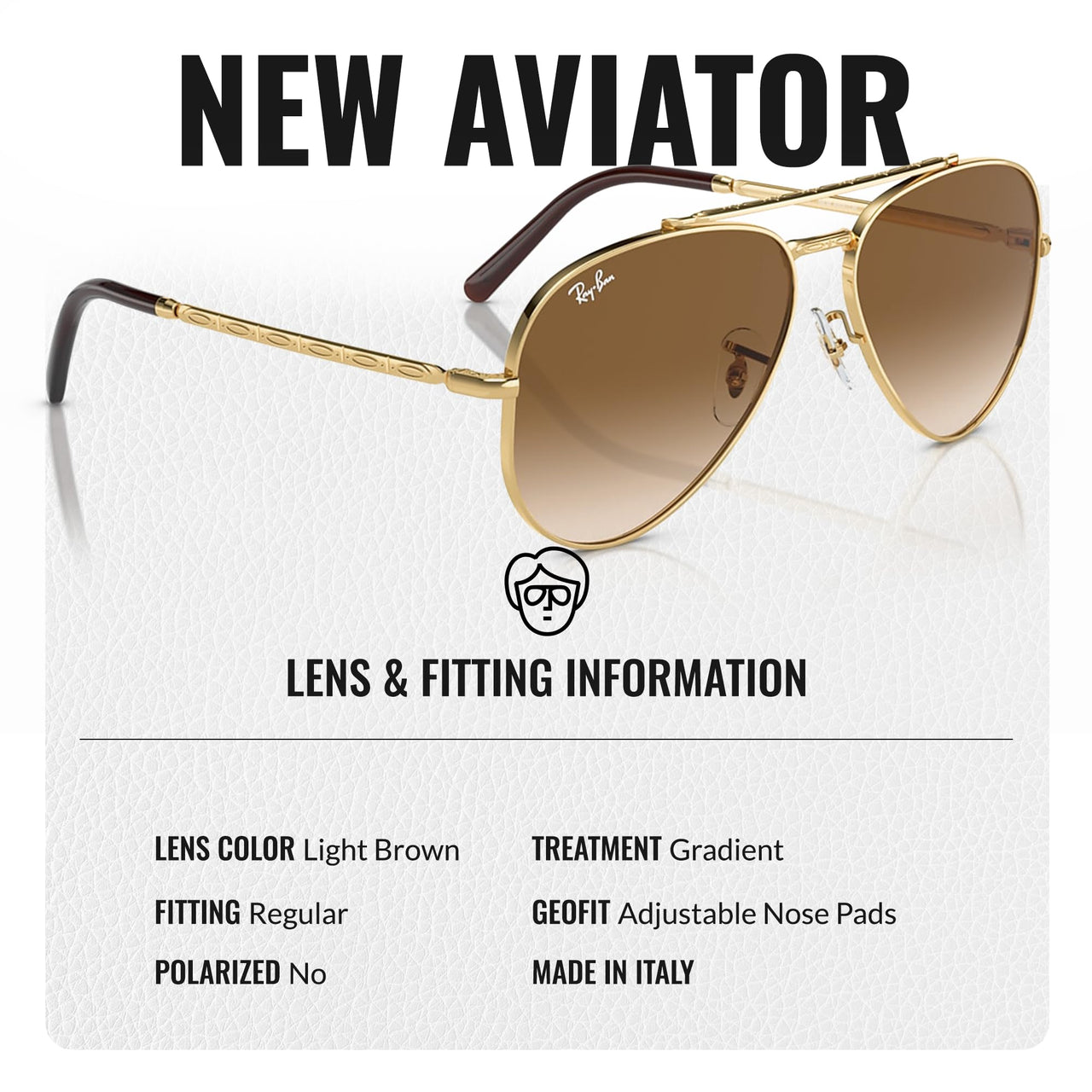 Ray-Ban RB3625 NEW AVIATOR Pilot Shaped Non-Polarized Sunglasses for Men & Women – Includes Official RAYBAN Eyewear Kit – Ideal Formal & Casual Wear Sunglasses – Light Brown Lens