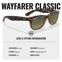 Thumbnail for Ray-Ban RB2132 NEW WAYFARER Classic Polarized Square Shape Sunglasses With Eyewear Kit Bundle - High Bridge Fit - Casual Wear Square Sunglasses