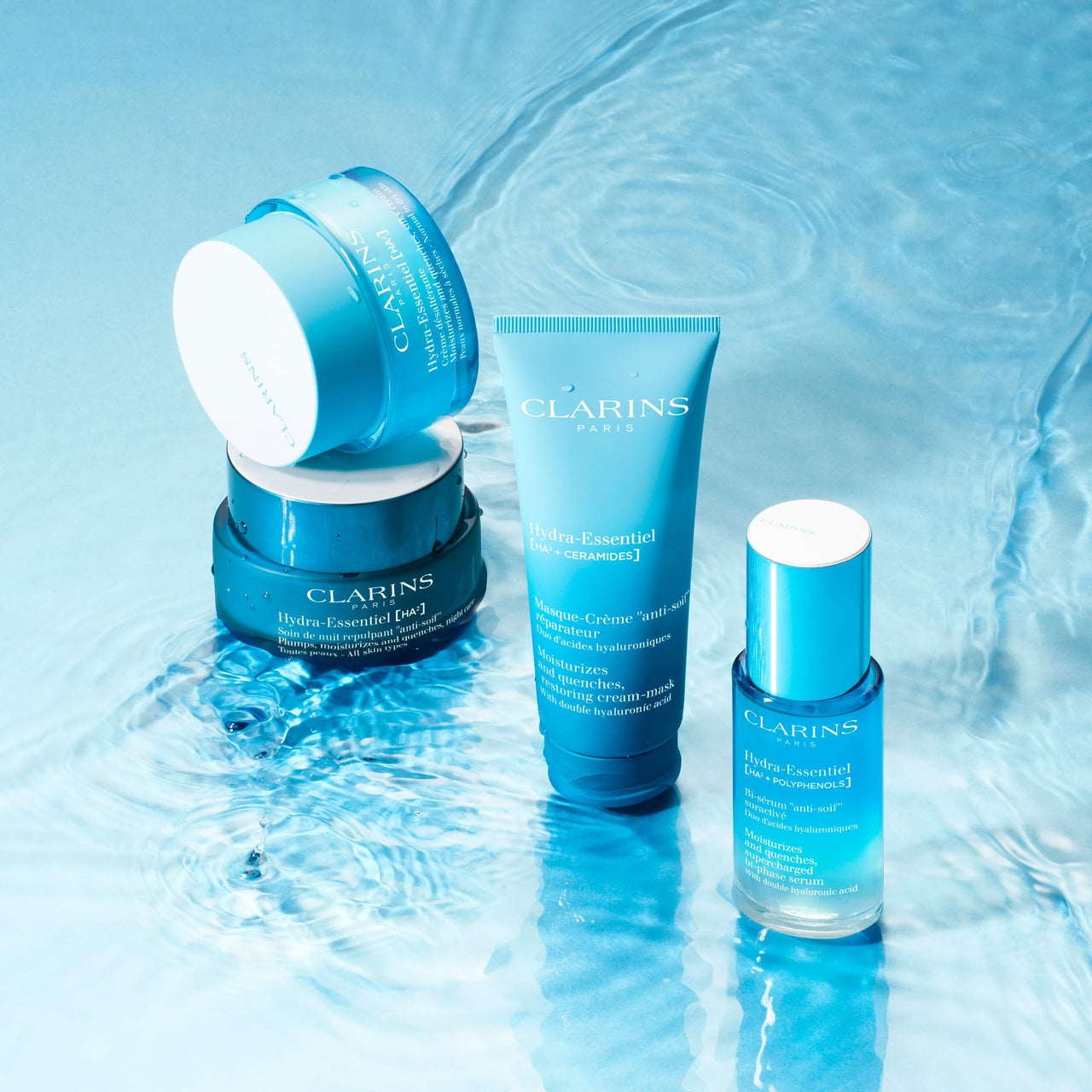 Clarins Hydra-Essentiel Bi-Phase Face Serum | Intense Hydrating Serum| 60 Seconds to Plumper Skin* | 24H Hydration* | Double Dose Of Hyaluronic Acid | Lightweight | All Skin Types | 1 Fl Ounce