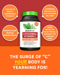 Thumbnail for Zenwise Health Liposomal Vitamin C Supplement, 1500 MG Enhanced Absorption Organic Vitamin C Liposomal for Antioxidant, Immune, Natural Energy Boost, and Skin Care Support - 60 CT
