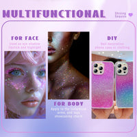 Thumbnail for HOSAILY Roll-on Holographic Body Glitter Gel for Face Hair, Chameleon Color Changing Glitter Gel Under Light, Chunky Mermaid Sequins Festival Party Rave Accessories Shimmer Makeup (Sparkling Pink)