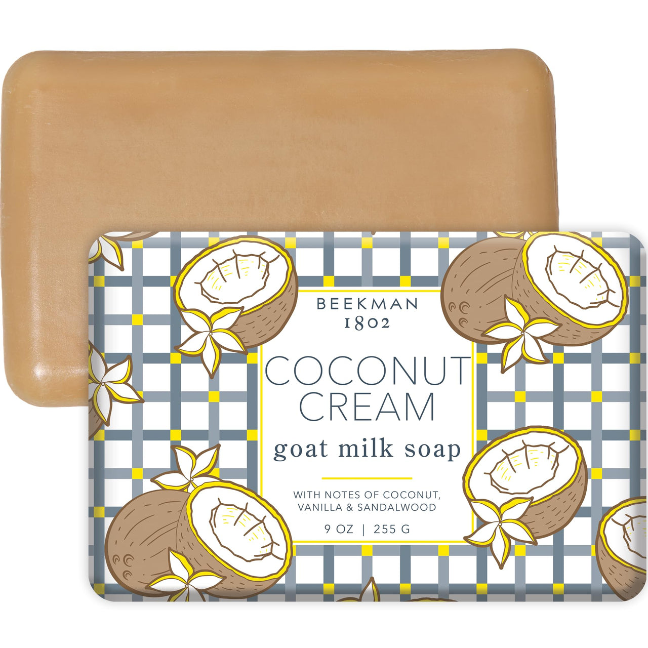 Beekman 1802 Goat Milk Soap – Moisturizing Hand & Body Soap Bar with Shea Butter & Botanical Oils, Triple-Milled, Non-Drying, Made for Sensitive Skin, Coconut Cream 9 oz