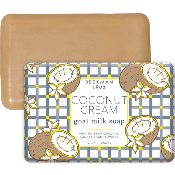 Beekman 1802 Goat Milk Soap – Moisturizing Hand & Body Soap Bar with Shea Butter & Botanical Oils, Triple-Milled, Non-Drying, Made for Sensitive Skin, Coconut Cream 9 oz