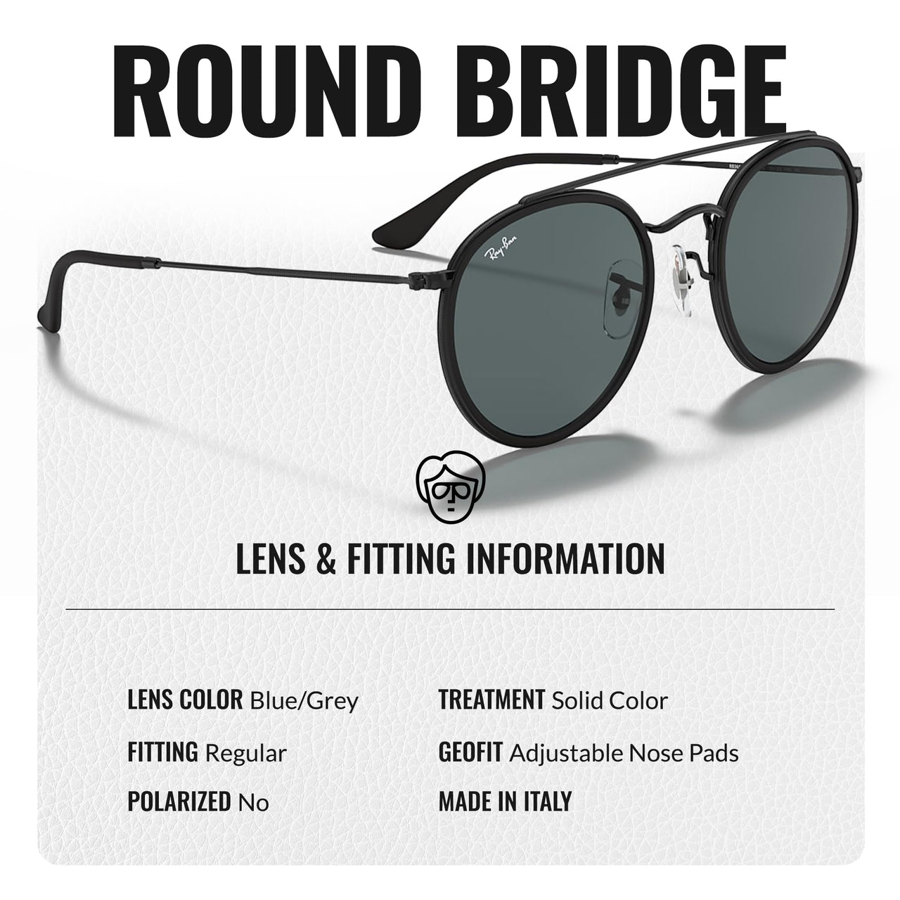 Ray-Ban RB3647N Round Double Bridge Sunglasses for Men and Women- Timeless Classic Sun Glasses with Modern Elegance - Premium UV Protection & Classic Lenses - Designer Men's and Women's Sunglasses