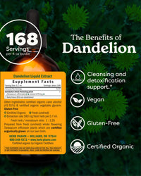 Thumbnail for Herb Pharm Certified Organic Dandelion Liquid Extract for Cleansing and Detoxification, Organic Cane Alcohol, 4 Ounce