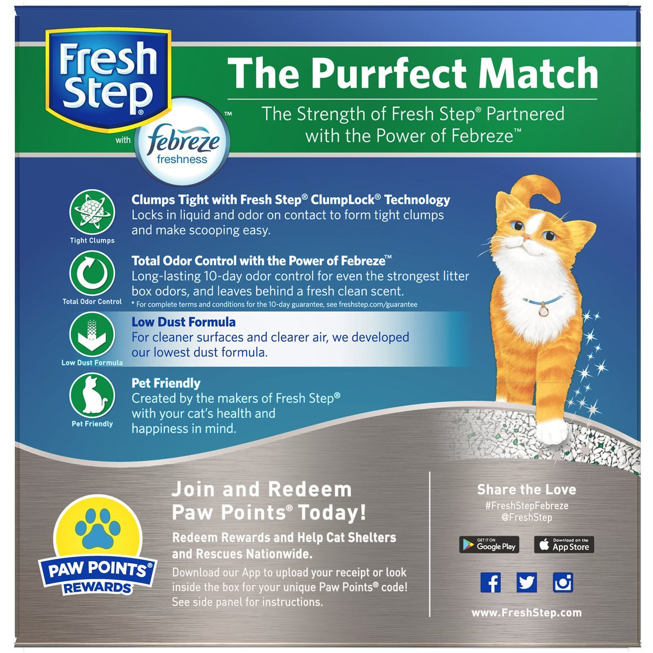 Fresh Step Odor Shield Clumping Litter With Febreze Freshness, Continuous Cat Litter Odor Eliminator, 25 lb. Box