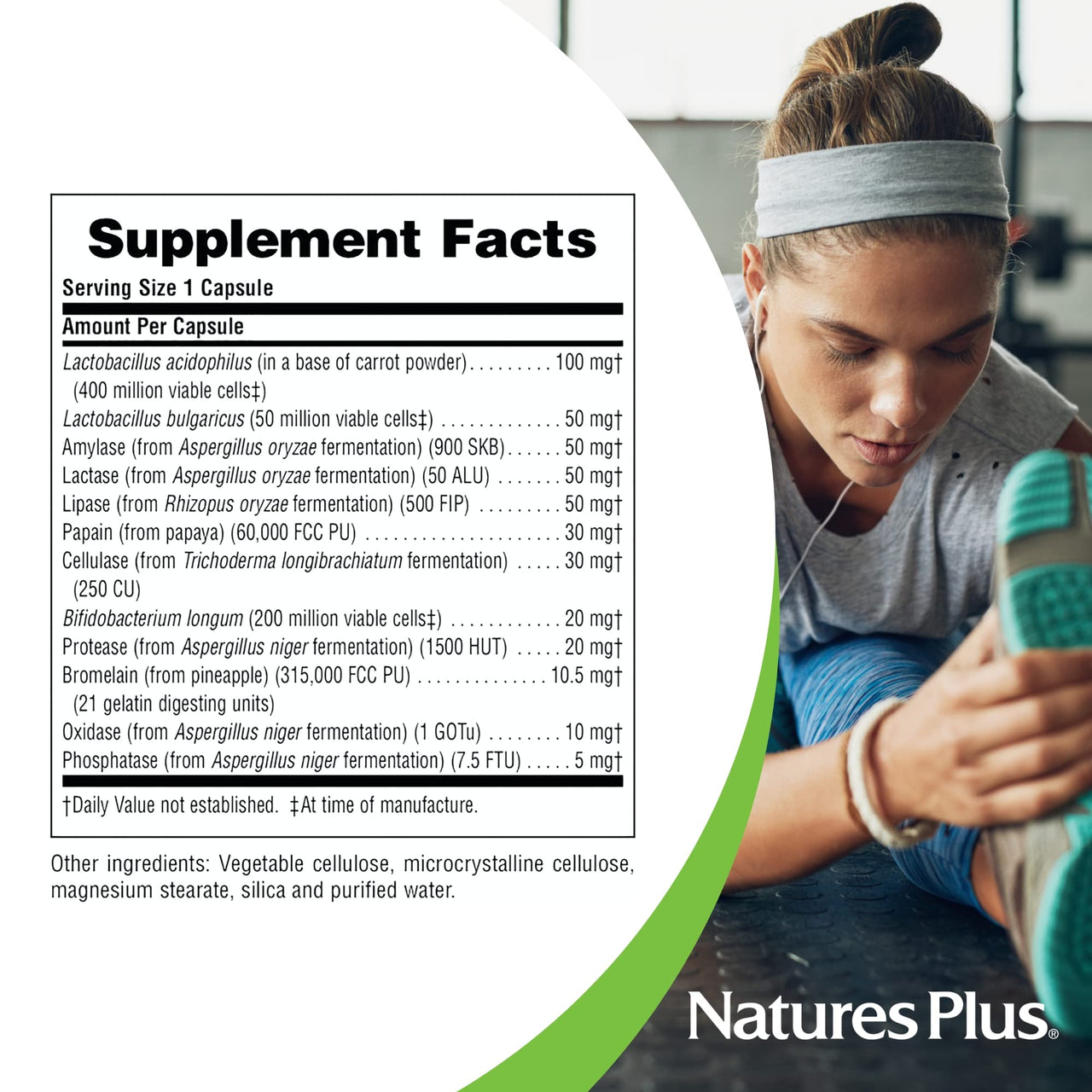 NaturesPlus Vibra-Gest - 180 Capsules - Vegetarian Digestive Support Supplement with Probiotics, Live Fruit & Vegetable Enzymes - Natural Live Cultures - 180 Servings