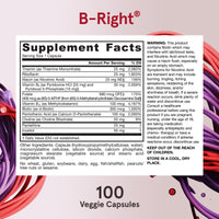 Thumbnail for Jarrow Formulas B-Right, Optimized B Complex Featuring Vitamin B1, B2, B5, B6, B12 and B9 to Support Cellular Energy, Immune Health and Stress Management, 100 Veggie Capsules, Up to a 100 Day Supply