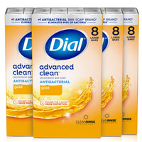 Thumbnail for Dial Antibacterial Deodorant Bar Soap, Advanced Clean Gold, 4 Oz, 32 Bars, Round the Clock Odor Protection, Dermatologist Tested, With Clean Rinse Technology