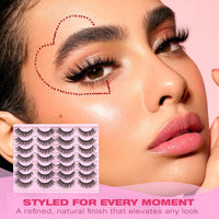 Thumbnail for False Eyelashes 14mm Faux 3D Mink Lashes Natural Look Cat Eye Wispy Lashes Pack by Kiromiro, 14 Pairs