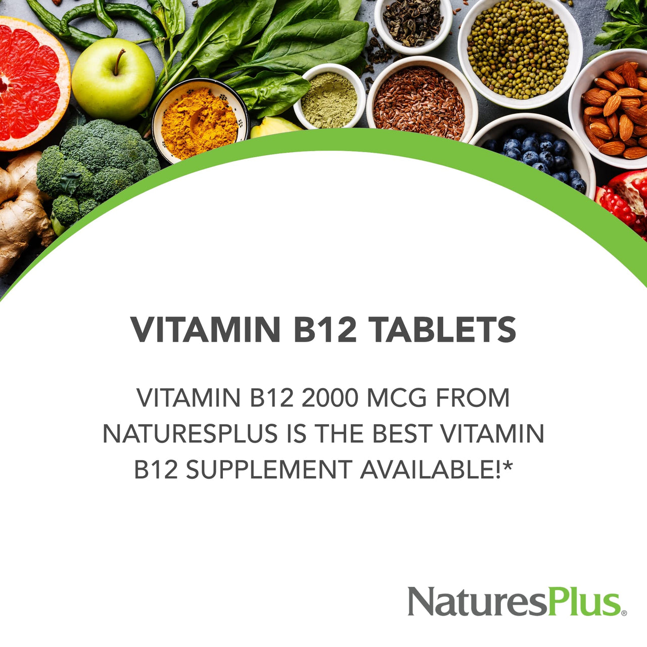 NaturesPlus Vitamin B12 1000 mcg - 90 Tablets - Energy & Immune Health Support - Gluten Free, Vegetarian - 90 Servings