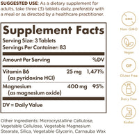 Thumbnail for Solgar Magnesium with Vitamin B6, 250 Tablets - Promote Healthy Bone Mineralization, Support Nerve & Muscle Function, Energy Metabolism - Non-GMO, Vegan, Gluten Free, Dairy Free, Kosher - 83 Servings