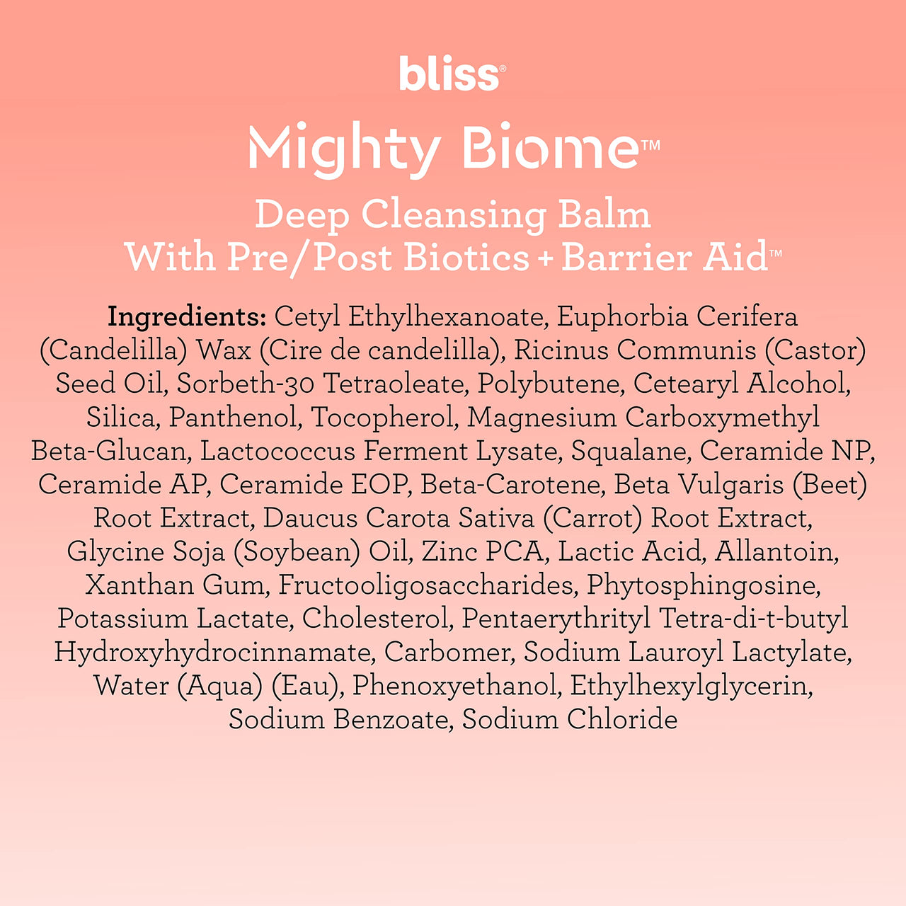 Bliss Mighty Biome Deep Cleansing Balm - 3.0 Oz - Dissovlves Waterproof Makeup & Impurities - Pre/Post Biotics + Barrier Aid - Antioxidants Balance Skin Barrier - Clean - Vegan