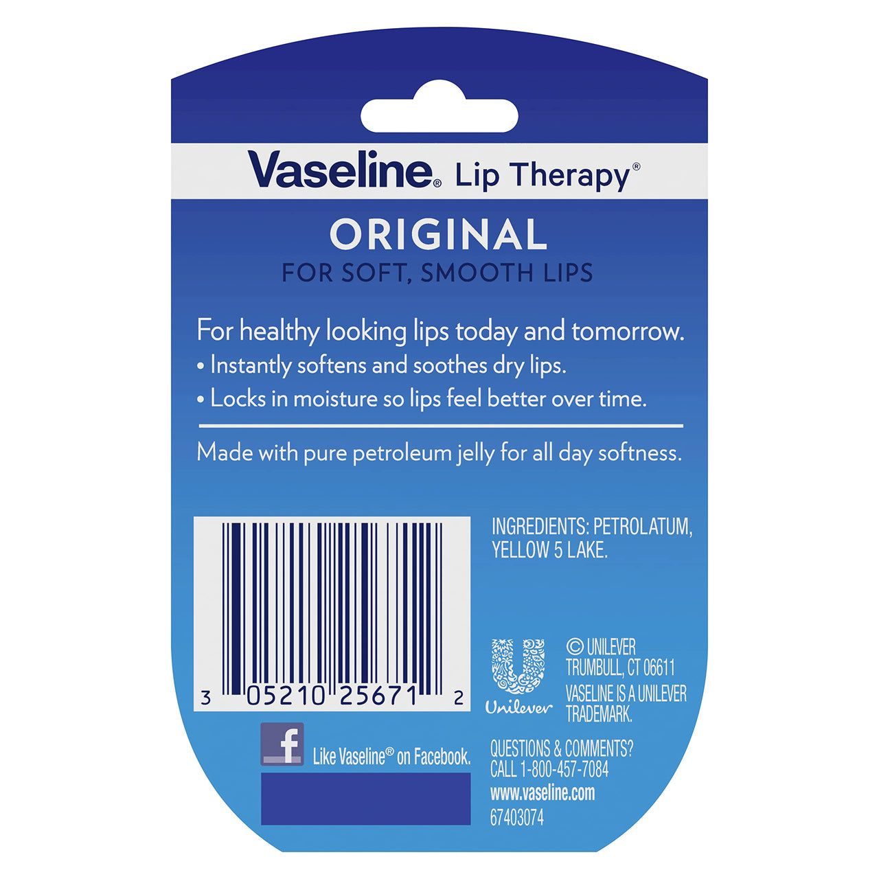Vaseline Lip Therapy Original + Vitamin E, Mini 2-Packs (6 Jars) – Fragrance-Free Lip Balm, Moisturizer for Soft, Smooth & Glossy Lips, 0.25 Oz Ea