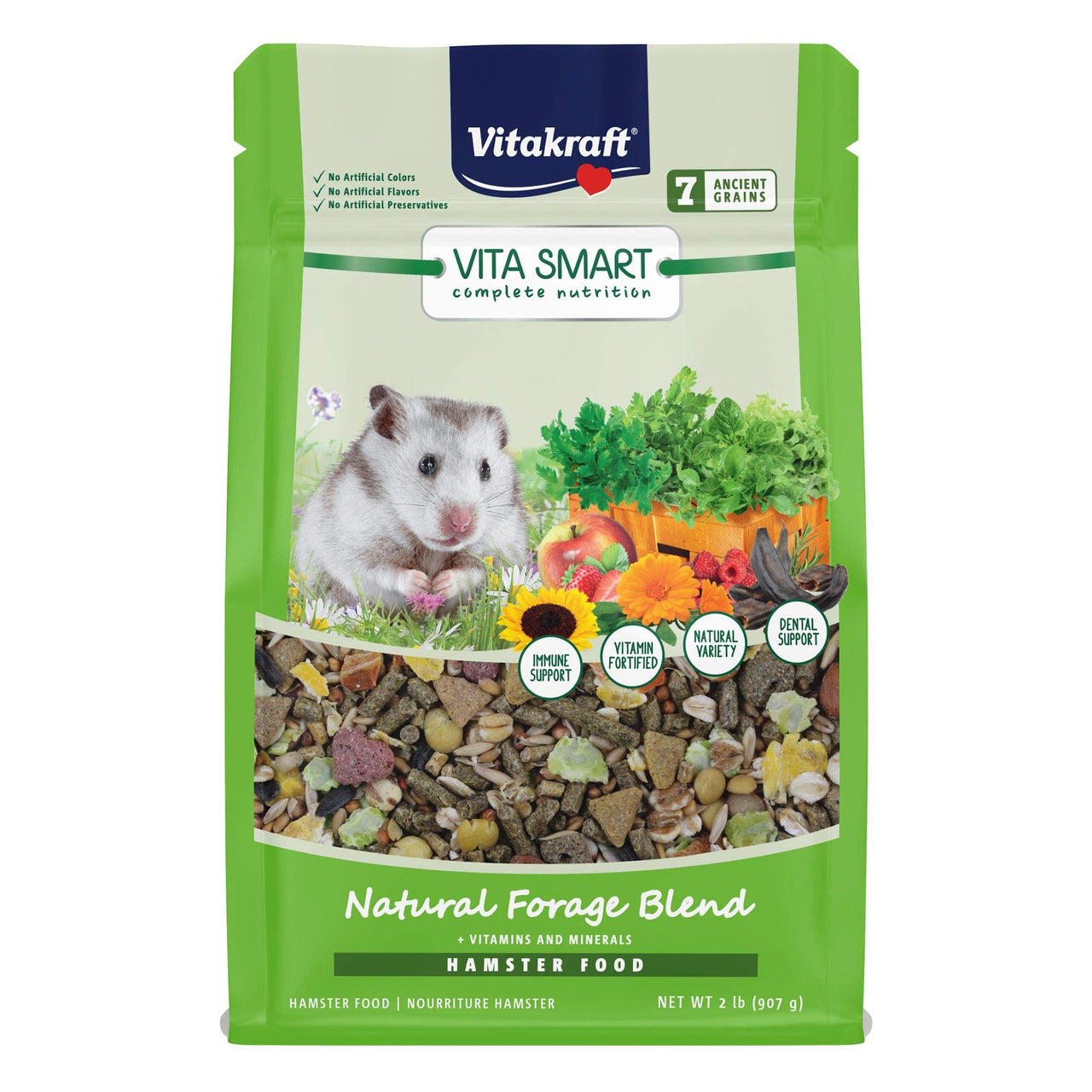 Vitakraft Wholesome Vita Smart Hamster Food – Probiotics Fruits and Vegetables – Fortified with Vitamins and Minerals – 2 Lbs