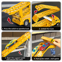 Thumbnail for Transport Truck Toys for 3 4 5 6 7 Years Old Boys,Toy Cars Track Set Transporter Trucks with 12 Die-Cast Car Toys 2 Race catapults Dual-Track Model,Toddler Set for Kids Boys Girls,Yellow