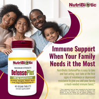 Thumbnail for NutriBiotic – DefensePlus, 45 Tablets | 11 in 1 Immune Support with Vitamin C, Zinc, Grapefruit Seed Extract, Echinacea, Astragalus Root & Immune Boosting Extracts & Mushrooms | Vegan & Gluten Free