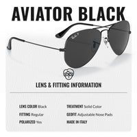 Thumbnail for Ray-Ban RB3025 Classic Total Black Collection Polarized Aviator Shape Sunglasses With Eyewear Kit Bundle - Adjustable Nose Pads - Casual Wear Retro Sunglasses