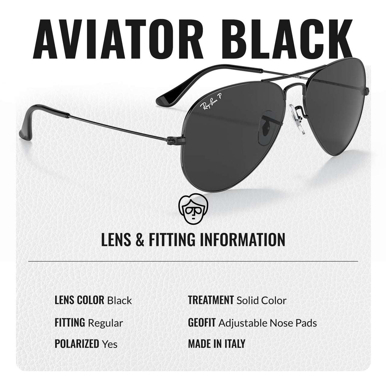 Ray-Ban RB3025 AVIATOR TOTAL BLACK POLARIZED Pilot Shaped Sunglasses for Men & Women – Includes Official Rayban Eyewear Kit – Ideal Formal & Casual Wear Sunglasses – Black Lens