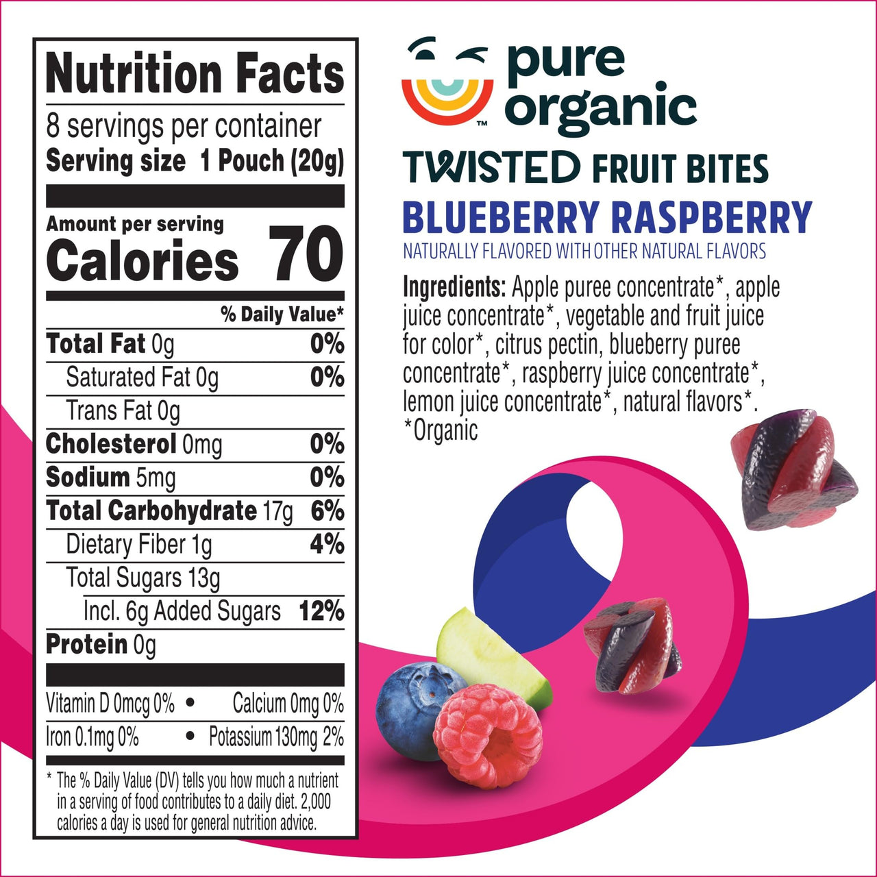 Pure Organic Twisted Fruit Bites, Kids Snacks, Fruit Snacks, Variety Pack (16 Pouches)