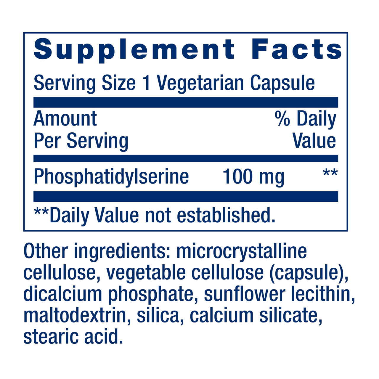 Life Extension PS Caps, phosphatidylserine, for Cognitive Performance, Gluten-Free, Non-GMO, Vegetarian, 100 Capsules