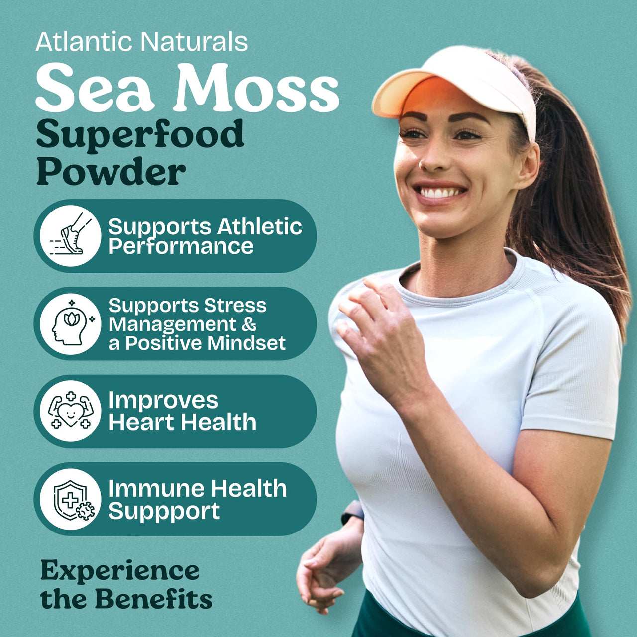 Atlantic Naturals Superfood Organic Sea Moss Powder Blend with Ashwagandha, Maca Root & Beet Root | Ideal for Healthy Skin, Positive Mood & Energy | Vanilla Flavor (150g)