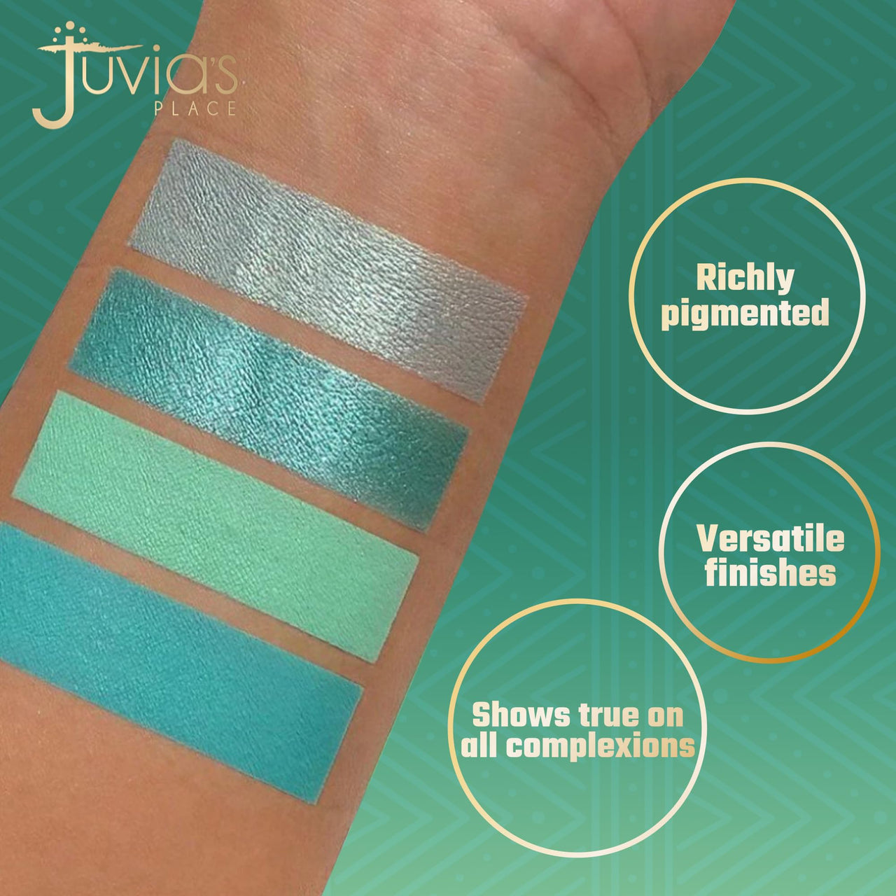 Juvia's Place Rebel Quad Mint Eyeshadow Palette - Shades of 4, Professional Eye Makeup, Pigmented Makeup Palette for Eye Color & Shine, Pressed Eyeshadow Cosmetics