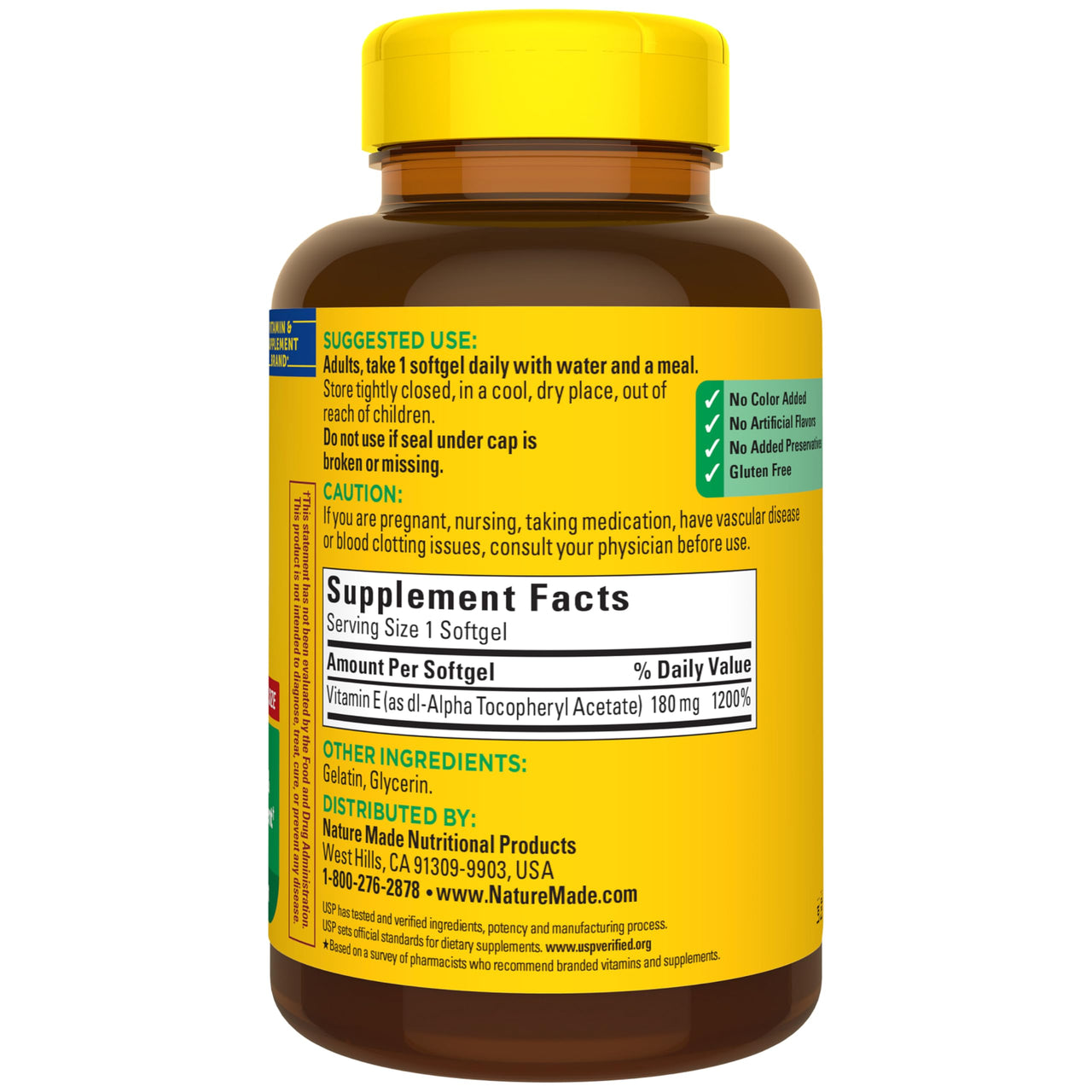 Nature Made Vitamin E 180 mg (400 IU) dl-Alpha, Dietary Supplement for Antioxidant and Skin Support, 300 Softgels, 300 Day Supply