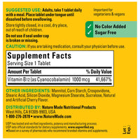 Thumbnail for Nature Made Vitamin B12 1000 mcg, Easy to Take Sublingual B12 for Energy Metabolism Support, 150 Sugar Free Fast Dissolve Tablets, 150 Day Supply