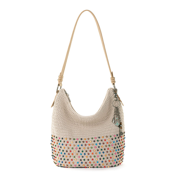 The Sak Womens Hand-crochet, Soft & Slouchy Silhouette, Timeless Elevated Design Sequoia Hobo Bag In Crochet, Shoulder Purse, Ecru Multi Bead, Ecru Multi Bead