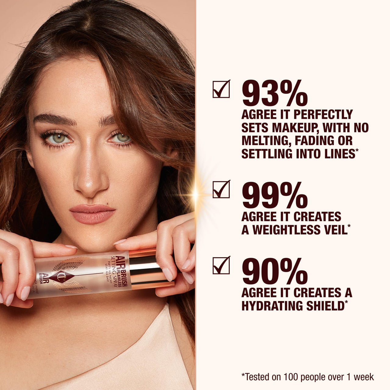 Charlotte Tilbury Airbrush Flawless Setting Spray - Ultra-Fine Hydrating Mist to Prime & Set Face Makeup For Up to 16Hr - Soothes, Blurs Pores & Calms Skin (100ml)