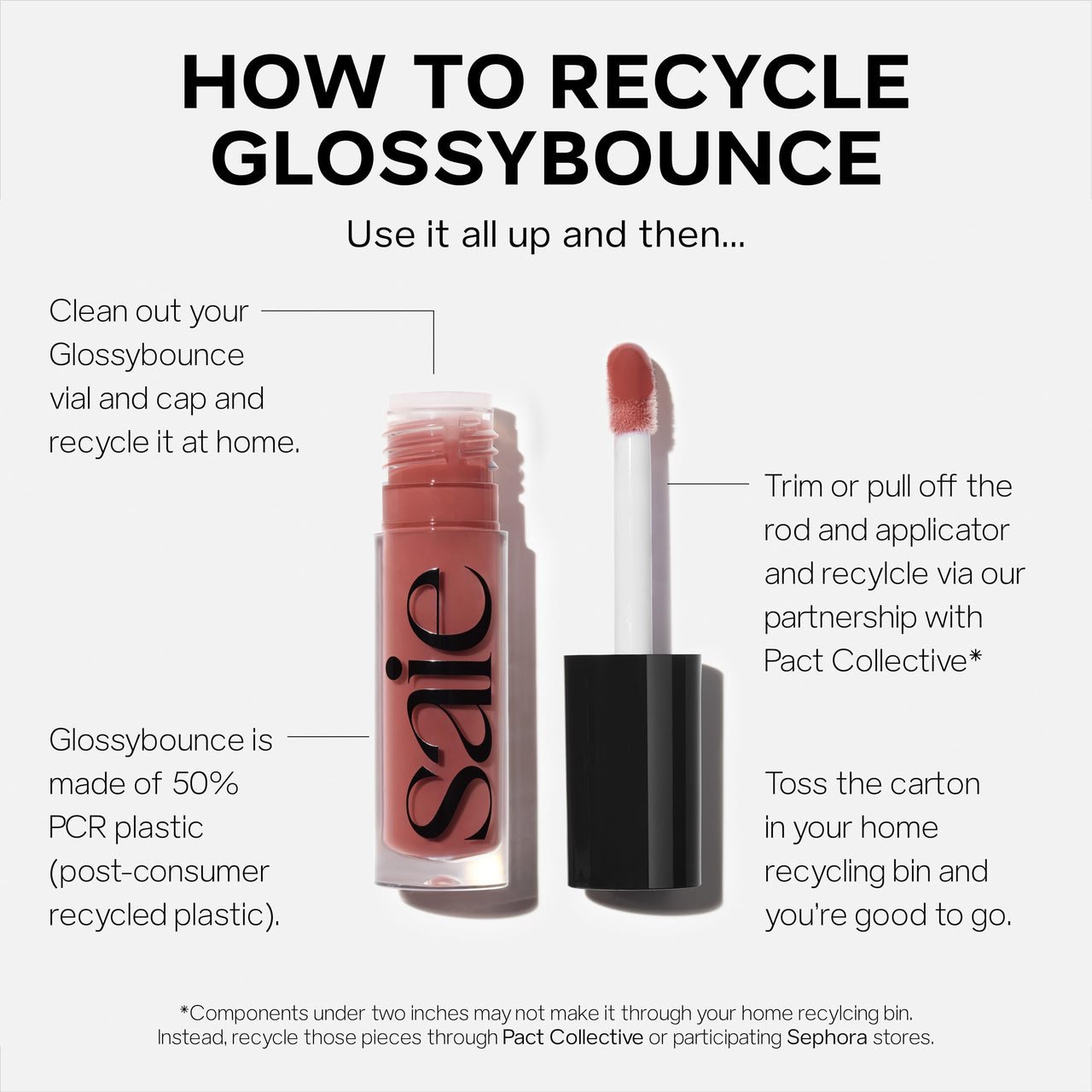 Saie Glossybounce High-Shine Hydrating Lip Gloss Oil - Sheer Tinted Lip Oil with Hyaluronic Acid + Jojoba Oil for Long-Lasting Moisture - Dream (.17 oz)