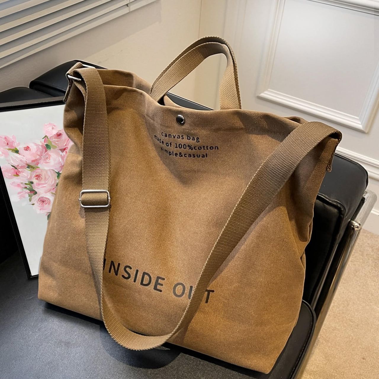 Large Tote Bag for Women, Canvas Bag Women Gift, Fashion Crossbody 16oz Cotton Bag, Large Capacity Shoulder Bag