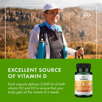 Thumbnail for Swanson D2 & D3-2,000 IU - Dental & Bone Health Supplement - Offers Immune Support - Aids Calcium Absorption - Non-GMO - 60 Veggie Capsules (3 Pack)