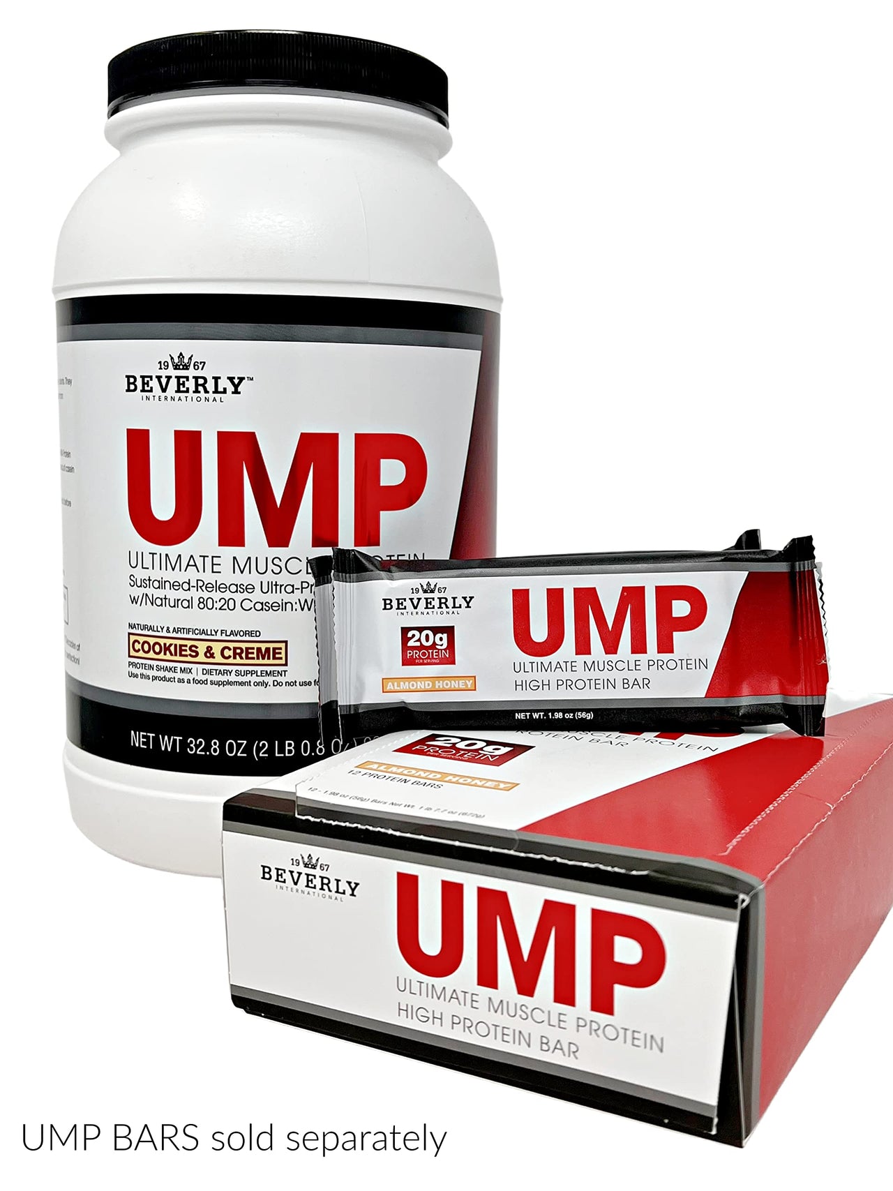 Beverly International Ump Protein Powder, Cookies & Cream. Unique Whey-Casein Ratio Builds Lean Muscle. Easy To Digest. No Bloat. (32.8 Oz) 2Lb .8 Oz