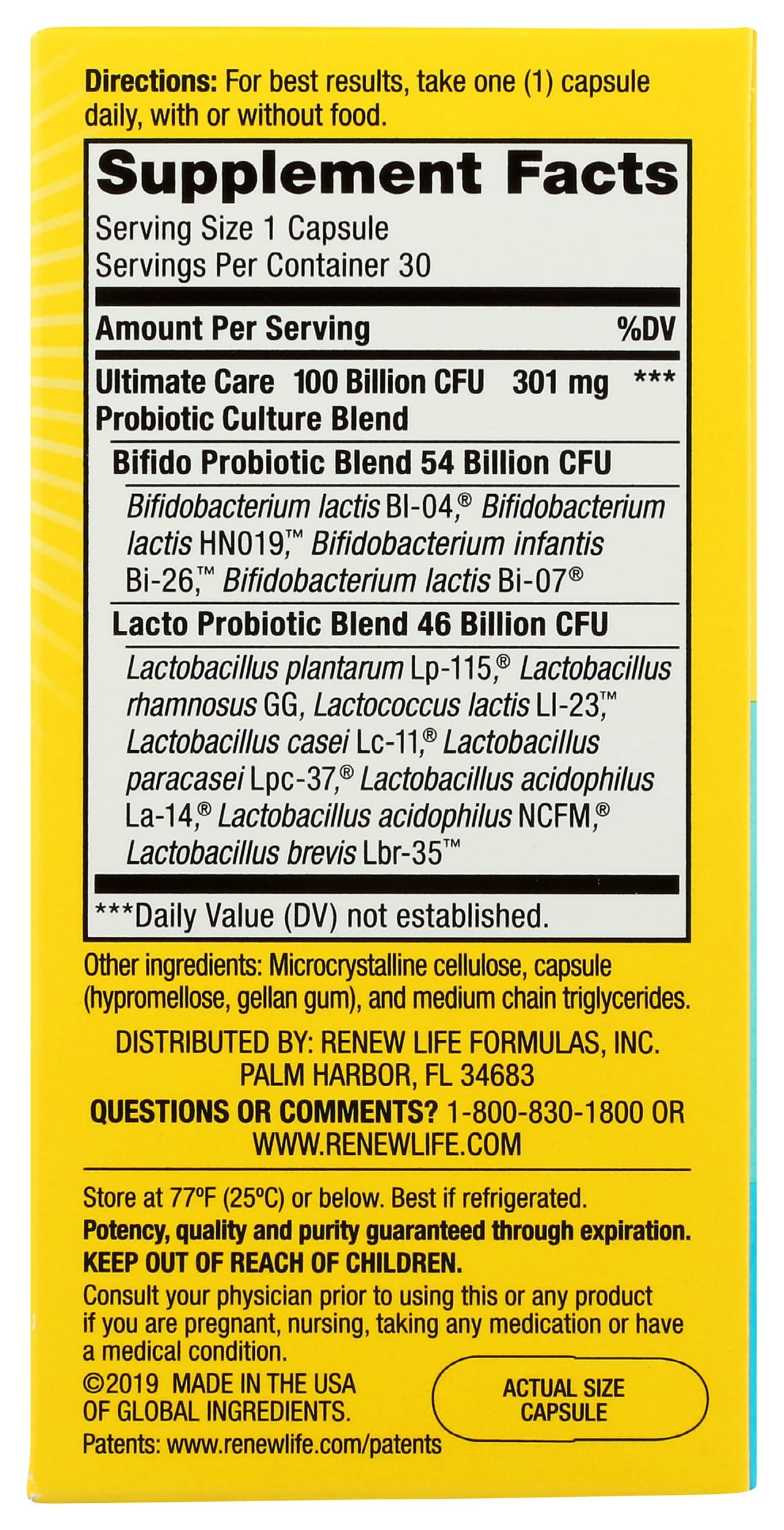 Renew Life, Ultimate Flora Care Probiotic 100 Billion, 30 Count