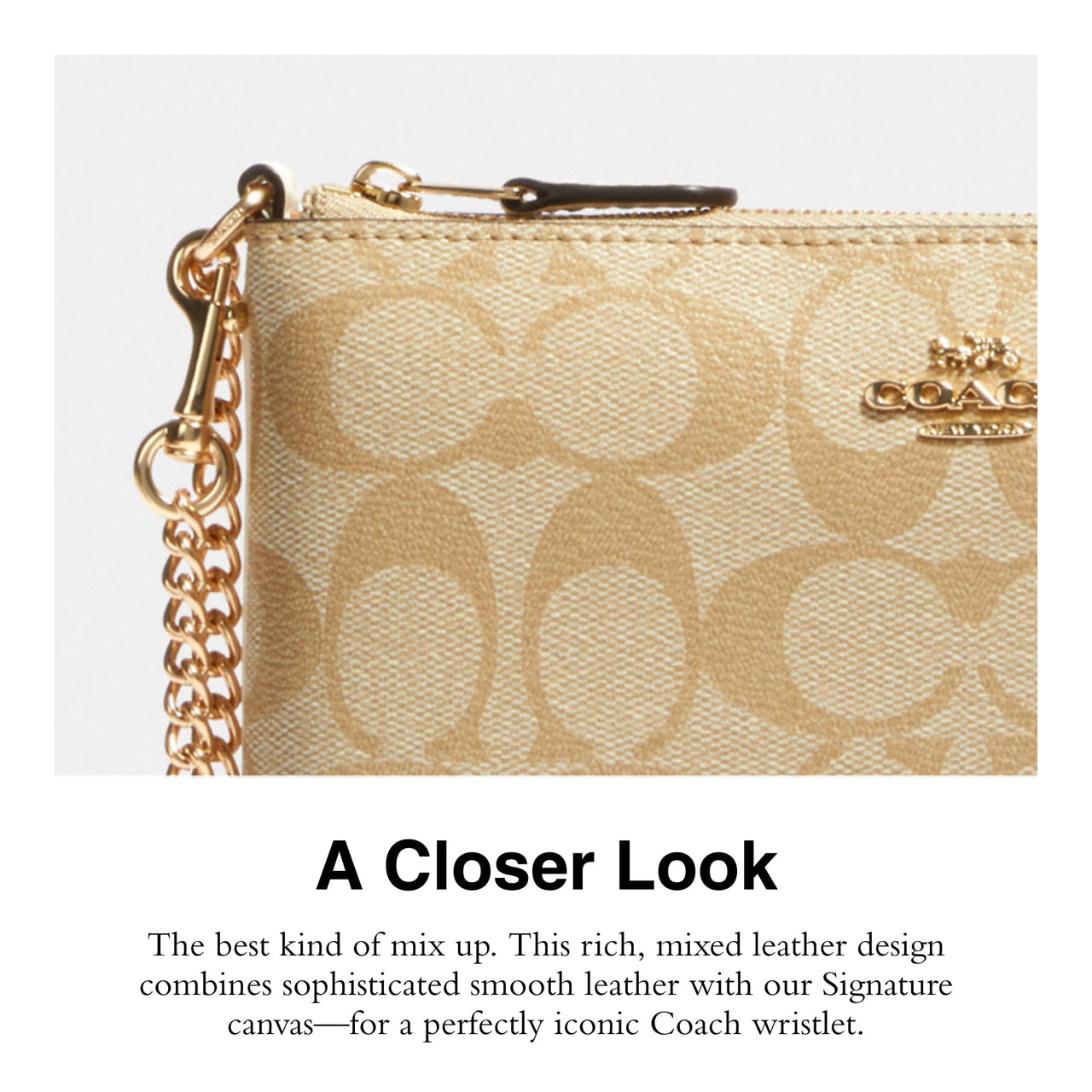 COACH Signature Large Wristlet w Chain