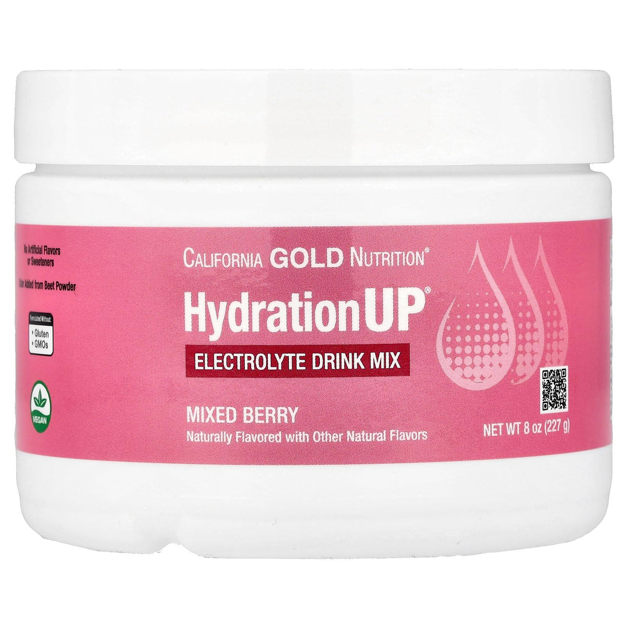 California Gold Nutrition HydrationUP®, Electrolyte Drink Mix with Calcium, Potassium, Vitamin C, and Vitamin E, Mixed Berry, 8 oz (227 g)