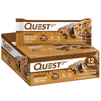 Thumbnail for Quest Nutrition Dipped Chocolate Chip Cookie Dough Protein Bars, 18g Protein, 3g Net Carbs, Gluten Free, 1.76 Oz, 12 Count