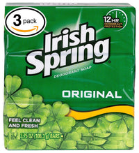 Thumbnail for (PACK OF 3 BARS) Irish Spring ORIGINAL SCENT Bar Soap for Men& Women. 12-HOUR ODOR / DEODORANT PROTECTION! For Healthy Feeling Skin. Great for Hands, Face & Body! (3 Bars, 3.75oz Each Bar)