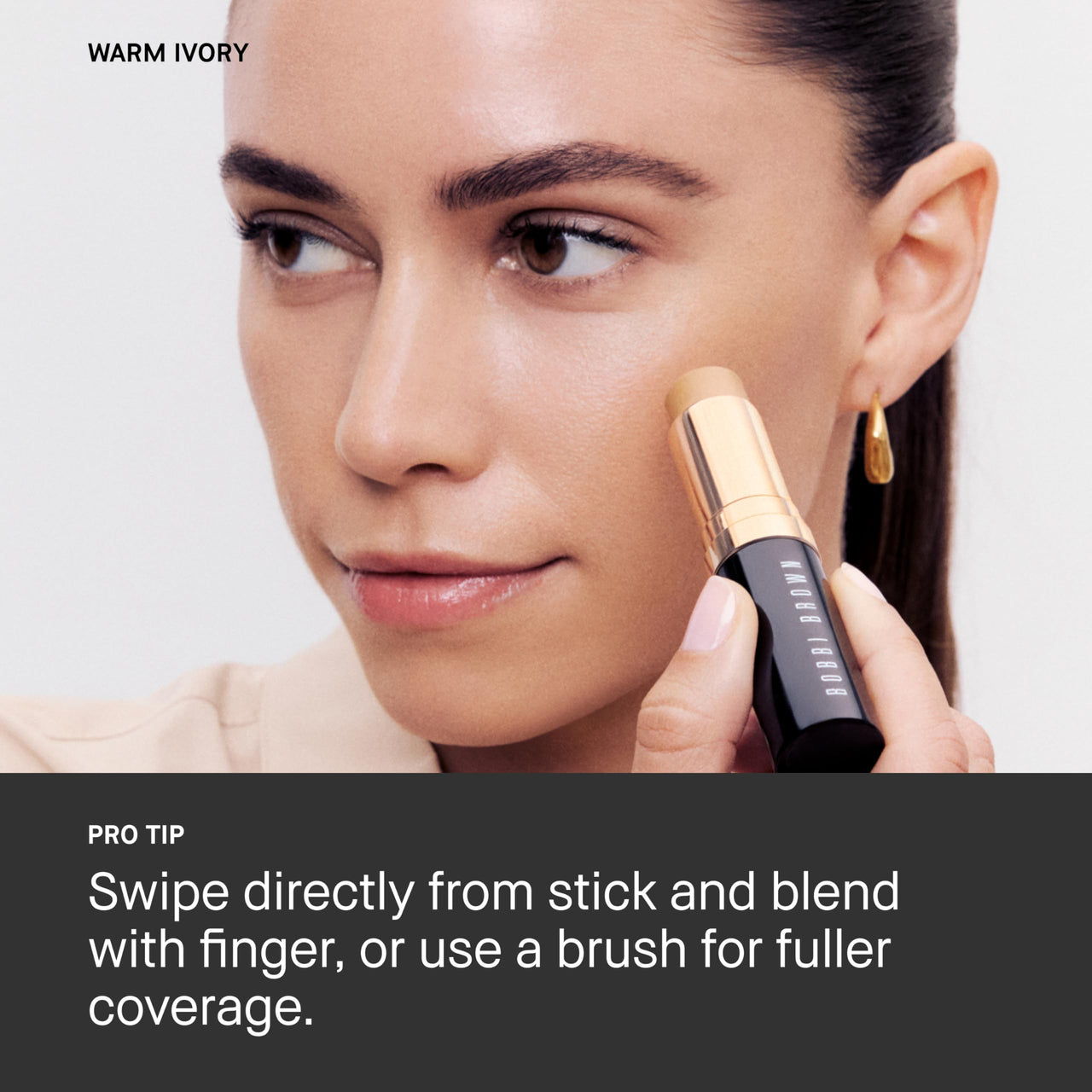 Bobbi Brown Skin Foundation Stick | Portable & Creamy with Medium-to-Full Coverage for Even-Toned Skin, 0.31 Ounce, Warm Ivory W-026